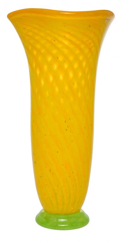 Kunstglass - Gul vase