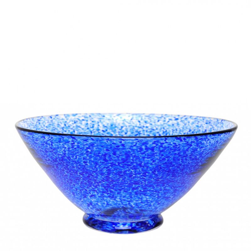 Kunstglass - Lilje skål medium blå
