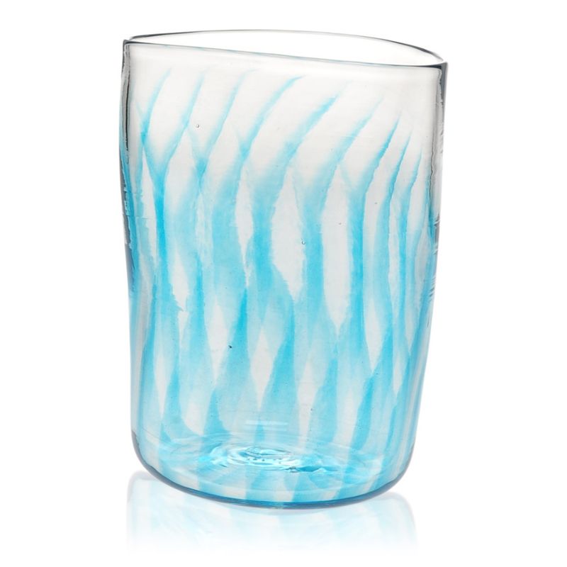 Kunstglass - vase bølge akvamarinblå - stor