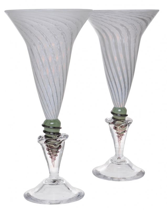 Kunstglass - Vinterminner hvit 2 stk.
