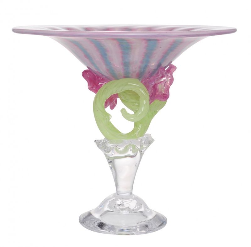 Kunstglass - Stettefat rosa blomst