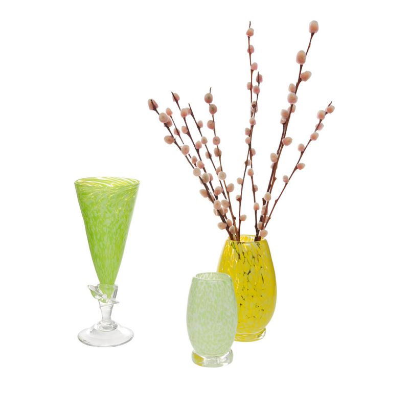 Årstidsvase medium, gul og lysegrønn