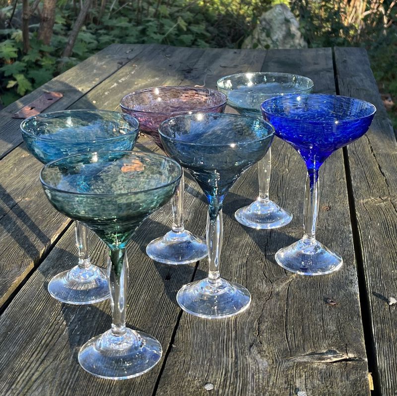 Kunstglass - Rustikk boble, mørk grønn