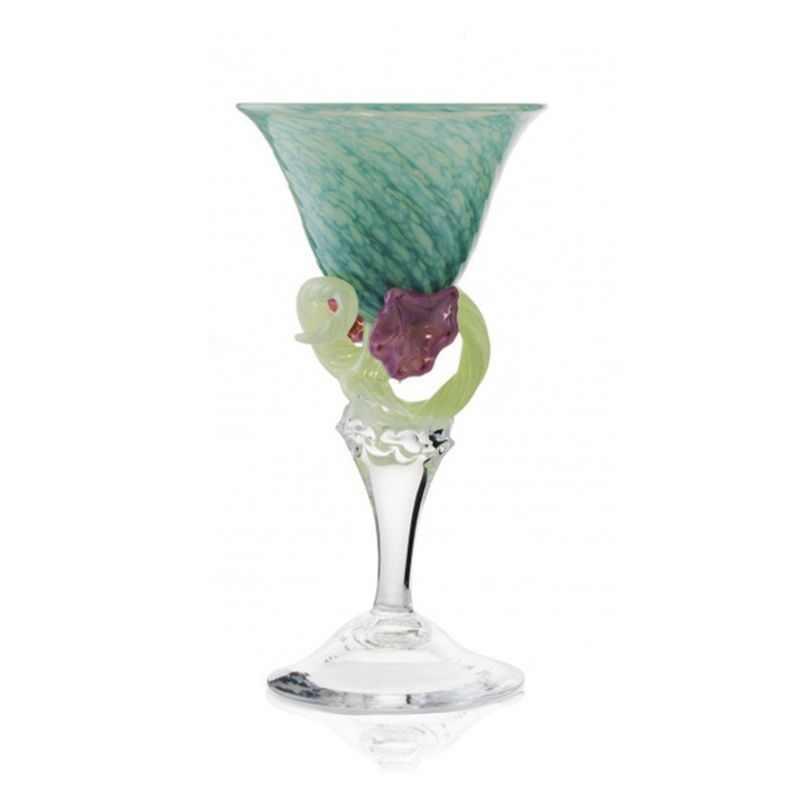 Kunstglass - Turkis blomst