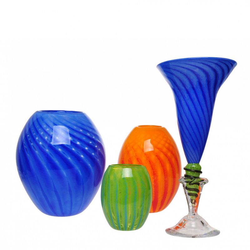 Glasskunst  - Vase stor sommerminner blå