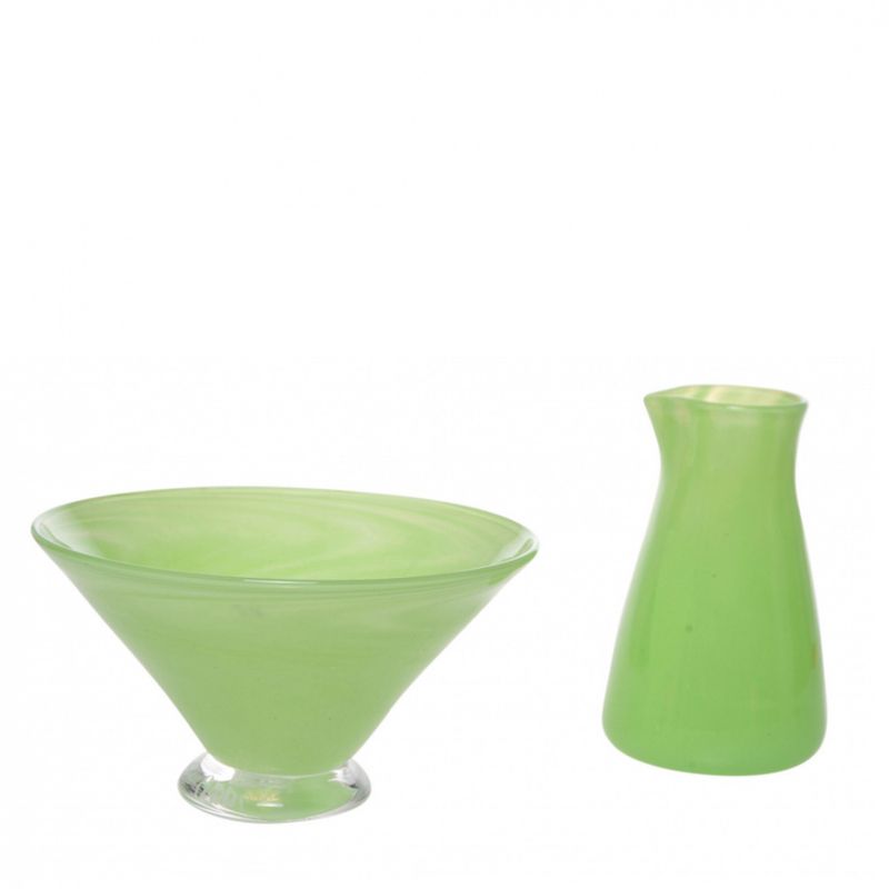 Kunstglass - skål+mugge opalnielgrønn