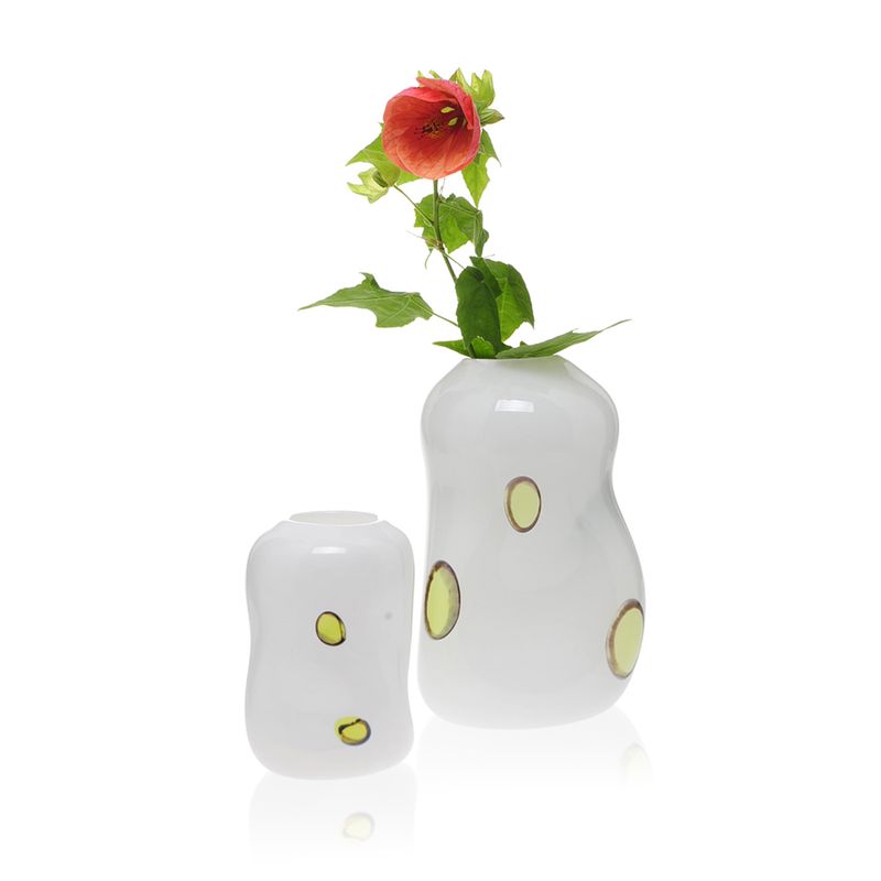 Kunstglass - Cirkus vase medium gul