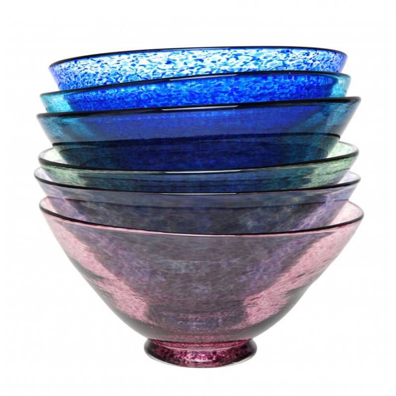 Kunstglass - Lilje skål medium turkis