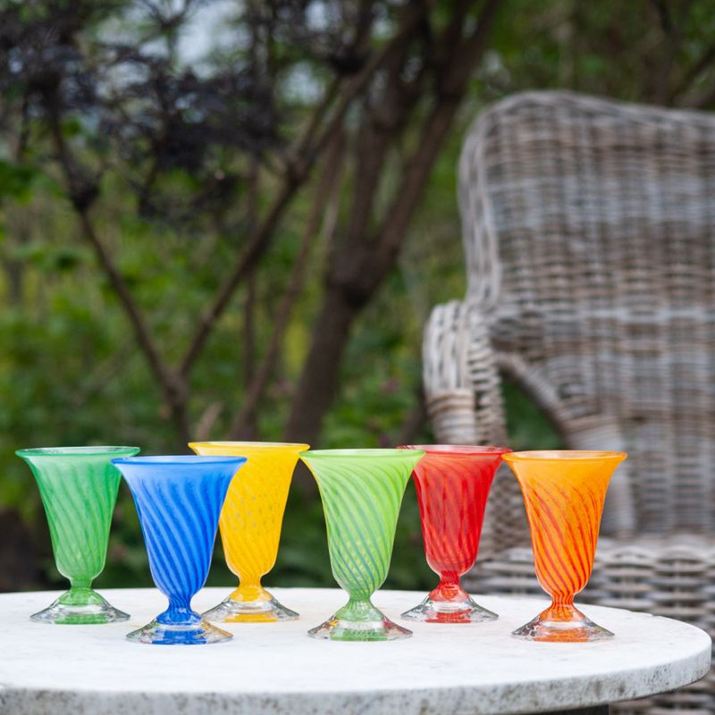 Kunstglass Sommerminner mørk blå - små